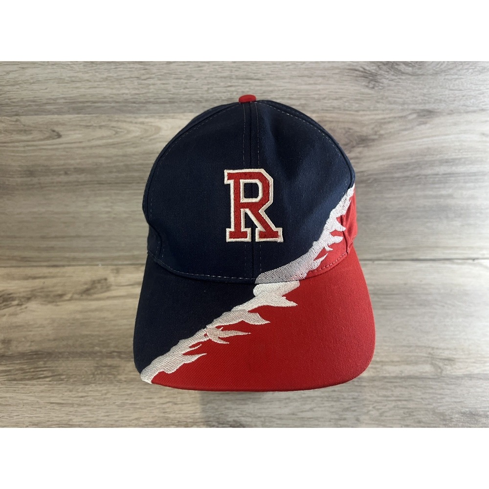 Vintage Rutgers Scarlet Knights‎ Leather Strapback Hat Cap Red Blue Nissin